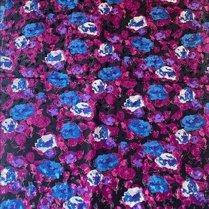 Floral Patterned Satin-like Fabric in Pink, Blue, Black & White - 2 yards